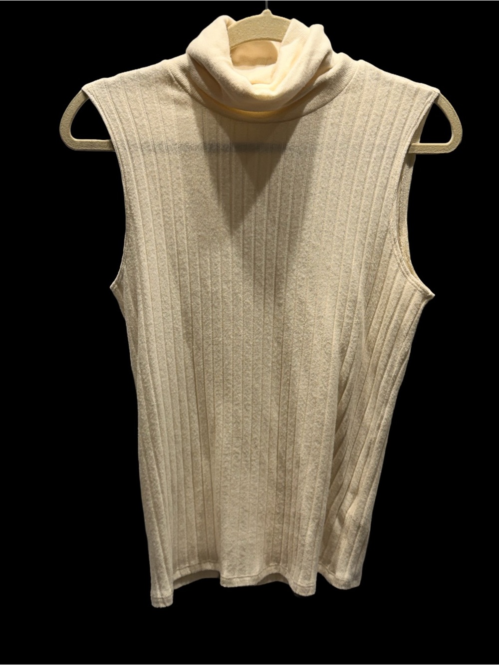 L’Agence Ivory Ribbed Sleeveless Turtleneck Top Size L